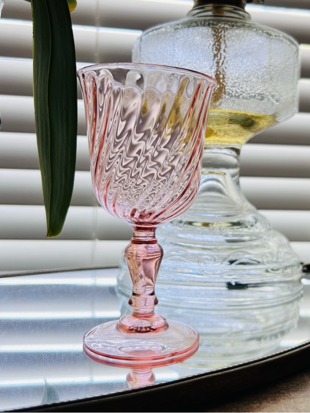 Arcoroc Rosaline Pink Swirl Water Goblets
